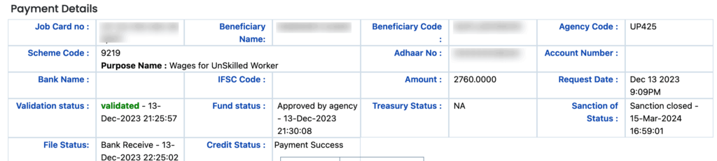 nrega payment page