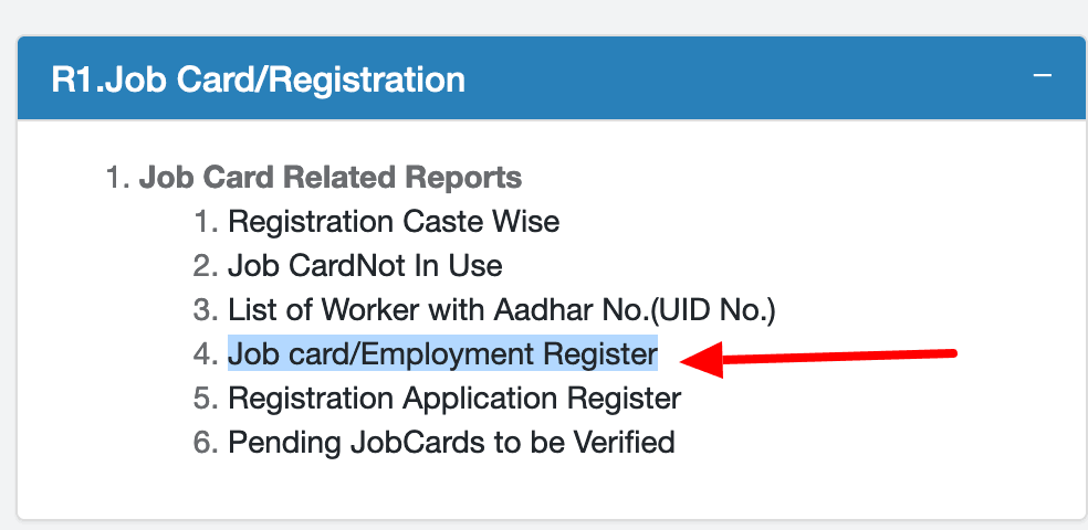 R1 - job card employment register