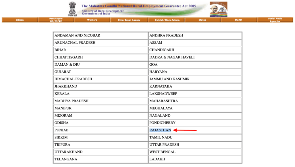 choose nrega rajasthan state